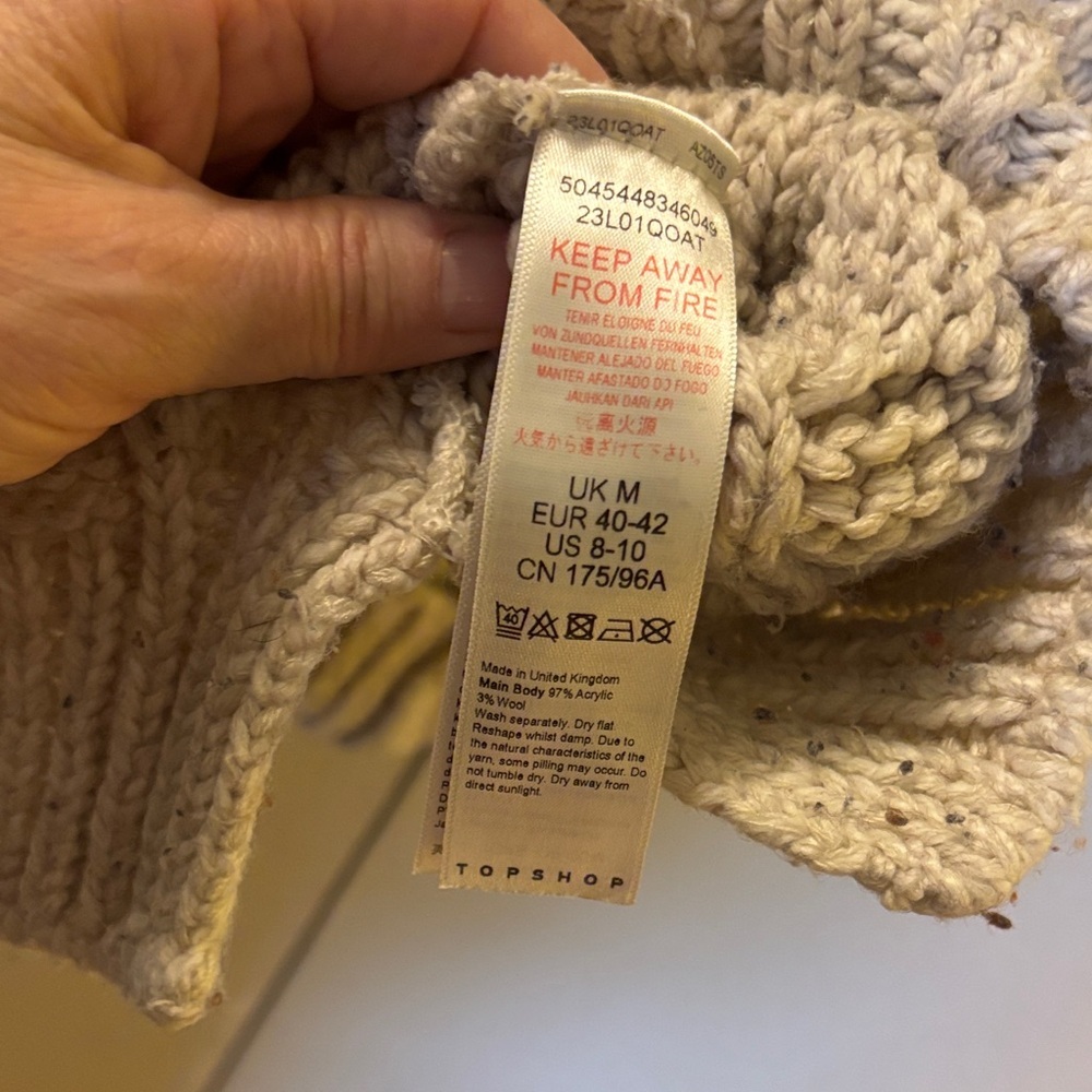 Topshop Ivory Cable Knit Turtleneck Sweater Medium - Picture 3 of 8